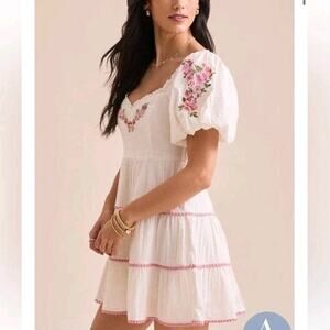 NWT Altar'd State Puff Sleeve, Lace, Embroidery, Etc Dress Cottagecore Large